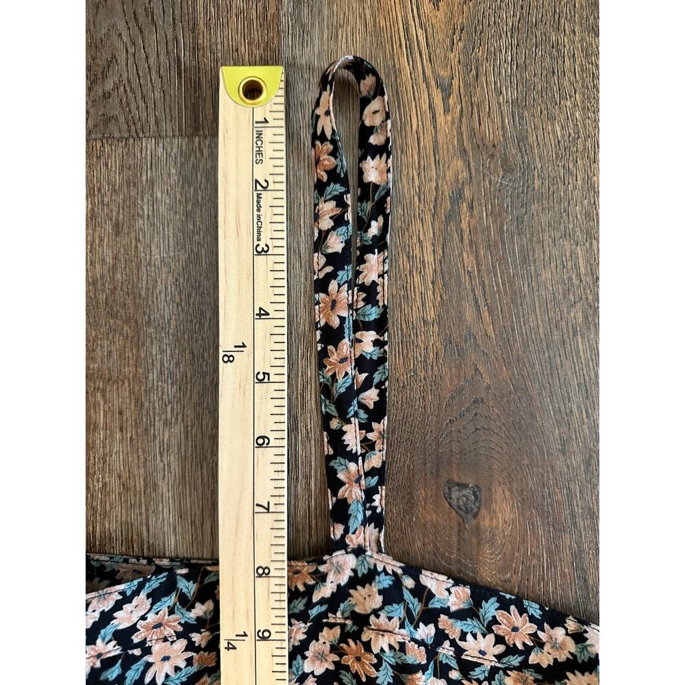 Natural Life Black Peach Floral Maxi Dress L/XL Square Neck Boho Cottagecore - Picture 14 of 16